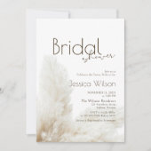Invitation Boho Neutral Fluffy Pampas Grass Fête des mariées (Devant)