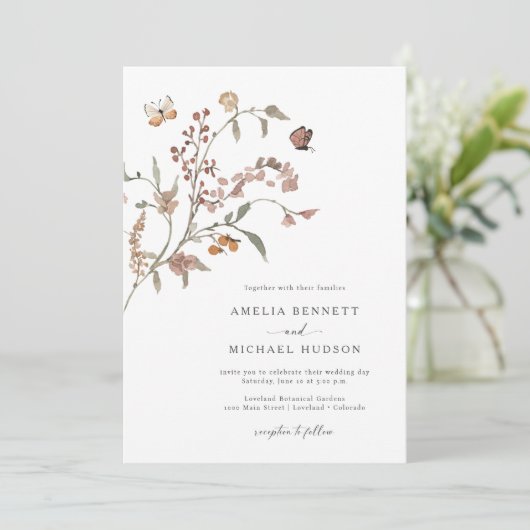 Invitation Boho Neutral Mariage (Debout devant)