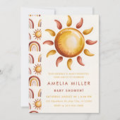 Invitation Boho Neutral Rainbow Baby Shower (Devant)