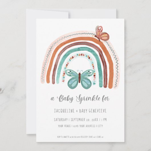 Invitation Boho Neutre Arc-en-ciel Terracotta Turquoise Solei (Devant)
