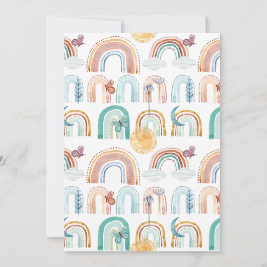 Invitation Boho Neutre Arc-en-ciel Terracotta Turquoise Solei (Dos)