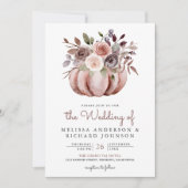 Invitation Boho Neutre Citrouille Floral tout en un Mariage (Devant)