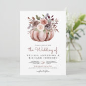 Invitation Boho Neutre Citrouille Floral tout en un Mariage (Debout devant)