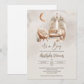 Invitation Boho neutre crèche terrestre coin garçon Baby show (Devant / Derrière)