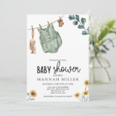 Invitation Boho neutre du genre | Baby shower aquarelle (Debout devant)