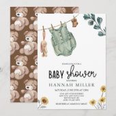 Invitation Boho neutre du genre | Baby shower aquarelle (Devant / Derrière)