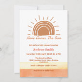 Invitation Boho Neutre Ici Vient Le Baby shower Fils (Devant)