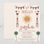 Invitation Boho neutre par genre Bonjour Baby shower Sunshine (Devant / Derrière)