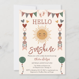 Invitation Boho neutre par genre Bonjour Baby shower Sunshine