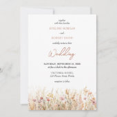 Invitation Boho neutre terroir pastel fleurs sauvages prairie (Devant)