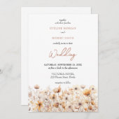 Invitation Boho neutre terroir pastel fleurs sauvages prairie (Devant / Derrière)