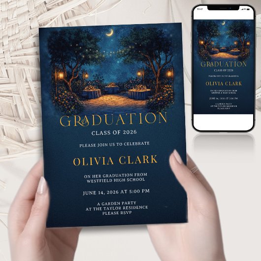 Invitation Boho Night Garden Graduation Floral Party