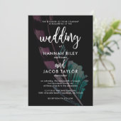 Invitation Boho Nights Noir avec plume Mariage photo (Debout devant)