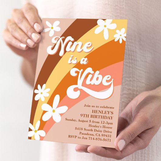 Invitation Boho Nine est Vibe Retro Daisies Rainbow