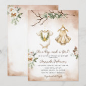 Invitation Boho Noël Twin Baby shower de vêtements bébé (Devant / Derrière)
