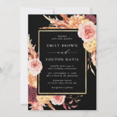 Invitation Boho Noir Bourgogne Terracotta Mariage Floral (Devant)