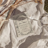 Invitation Boho Noir Crème Floral Botanique Code QR Mariage