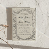 Invitation Boho Noir Crème Floral Botanique Code QR Mariage