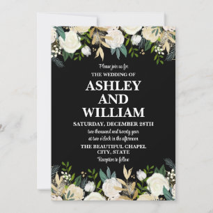 Invitation Boho noir et blanc Bohème Chic Mariage vert