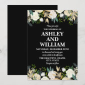Invitation Boho noir et blanc Bohème Chic Mariage vert (Devant / Derrière)