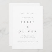 Invitation Boho noir et blanc élégant Enregistrer la date II (Devant / Derrière)