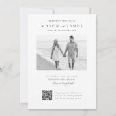 Invitation Boho noir et blanc moderne QR Code Mariage photo (Dos)