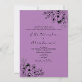 Invitation Boho noir et violet tout en un Mariage (Devant)