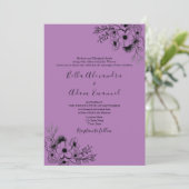 Invitation Boho noir et violet tout en un Mariage (Debout devant)