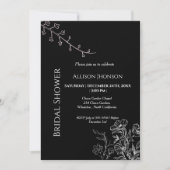 Invitation Boho noir Fleur sauvage douche nuptiale (Devant)