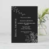 Invitation Boho noir Fleur sauvage douche nuptiale (Debout devant)