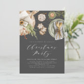 Invitation Boho noir gris aquarelle dîner de fête de Noël (Debout devant)