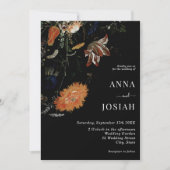 Invitation Boho noir Mariage chic Floral (Devant)