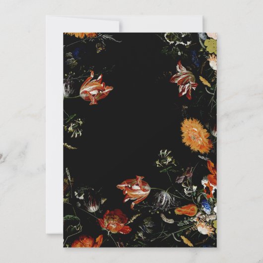 Invitation Boho noir Mariage chic Floral (Dos)