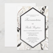 Invitation Boho noir quinceañera en español (Devant / Derrière)