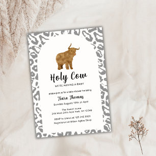 Invitation Boho noir Saint-Vache Highland Cow Baby shower