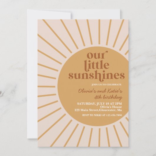 Invitation boho notre petit anniversaire de soleil (Devant)