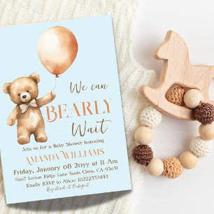 Invitation Boho Nous Pouvons Beary Attendre Blue Bear Boy Bab
