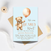 Invitation Boho Nous Pouvons Beary Attendre Blue Bear Boy Bab