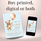 Invitation Boho Nous Pouvons Beary Attendre Blue Bear Boy Bab