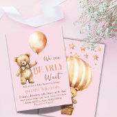 Invitation Boho Nous Pouvons Beary Attendre Pink Bear Girl Ba