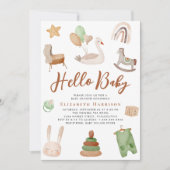 Invitation Boho Nursery Aquarelle Baby shower en terre cuite (Devant)