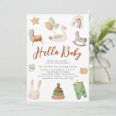 Invitation Boho Nursery Aquarelle Baby shower en terre cuite (Debout devant)