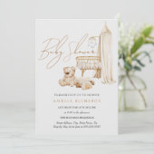 Invitation Boho Nursery Baby shower bleu (Debout devant)