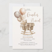 Invitation Boho Nursery Beige Balloons Révélation de genre (Devant)
