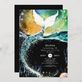 Invitation Boho Ocean Mermaid Anniversaire (Devant / Derrière)