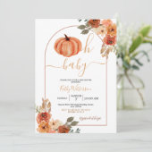 Invitation Boho Oh Baby Arch Citrouille Baby shower Fleur sau (Debout devant)
