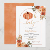 Invitation Boho Oh Baby Arch Citrouille Baby shower Fleur sau (Devant / Derrière)