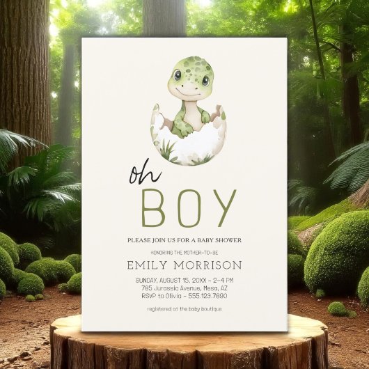 Invitation Boho Oh Boy Dinosaur Baby Boy Douche