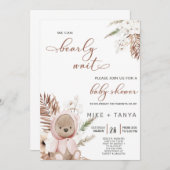 Invitation Boho on peut attendre longtemps ours baby shower i (Devant / Derrière)