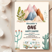 Invitation Boho One Happy Camper 1ère fête d'anniversaire